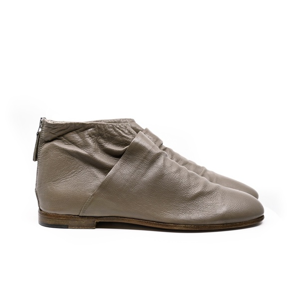 RON WHITE Slouchy Leather Ankle Boots in Greige Size EU 40 US 9.5 Made in Italy - Picture 1 of 10